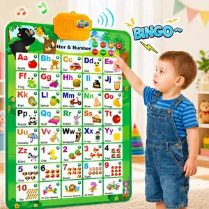 Talking Alphabet Poster for Toddlers, Interactive ABC & 123 Learning Chart with Music Songs, Letter Sounds